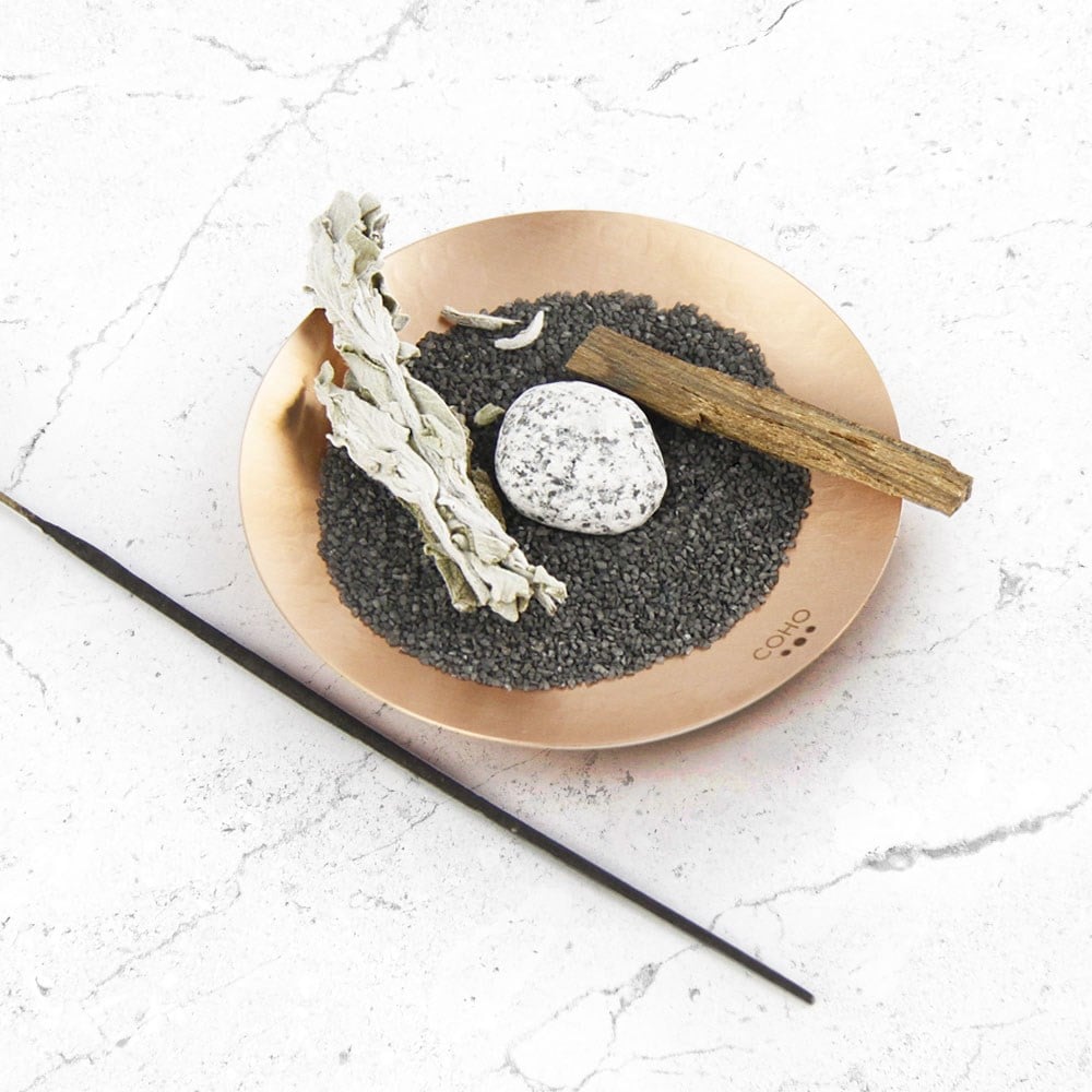 Coho Matte Namaste Dövme Bakır Mini Tütsü Tabağı 