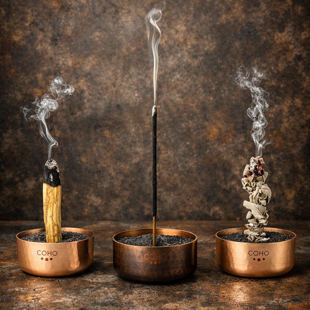 Coho Meditation Bakır Kumlu Tütsülük 3 lü Set