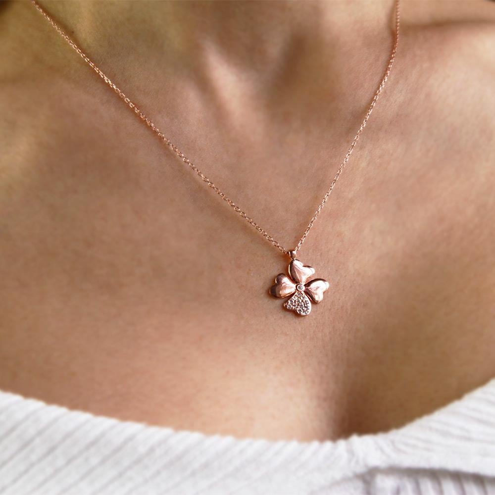 Coho Silver Four-Leaf Clover El Yapımı Gümüş Yonca Kolye