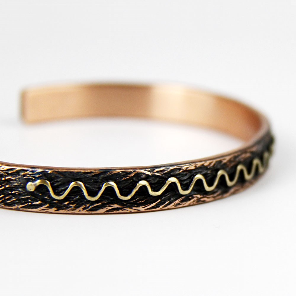 Coho Tılsım Bakır El İşleme Waves Bileklik