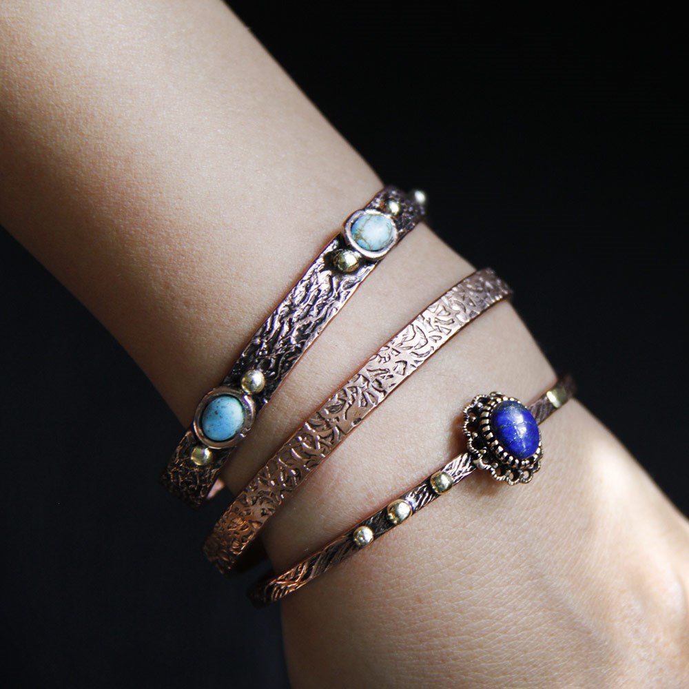 Coho Tılsım Lapis Lazuli Taşlı El İşleme Bileklik