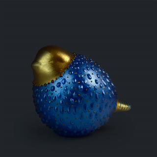 Coho Art Şişman Serçe El Yapımı Sanatsal Dekoratif Obje - Brilliant Night Blue