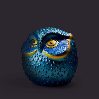 Coho Art Tılsımlı Baykuş El Yapımı Sanatsal Dekoratif Obje - Brilliant Blue