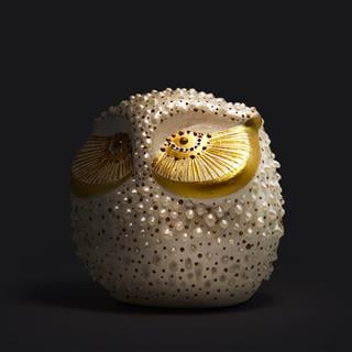 Coho Art Tılsımlı Baykuş El Yapımı Sanatsal Dekoratif Obje - Pearl White