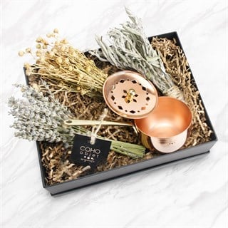 Coho Box Artisan Tütsü Gezdirme Çanağı & Üzerlik &Adaçayı & Lavanta Hediye Seti