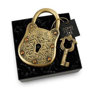 Coho Brazen İşlemeli Dekoratif Pirinç Kilit & Anahtar