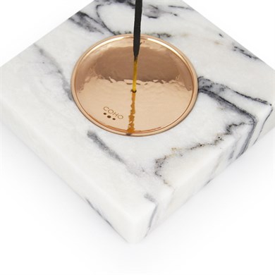 Coho Crystal Carre Bakır Kaseli Mermer Tütsü Tabağı