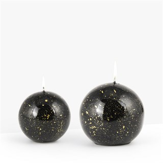 Coho Lumina Yaldızlı Siyah Küre Mum - 8&10 cm - 2 li Set