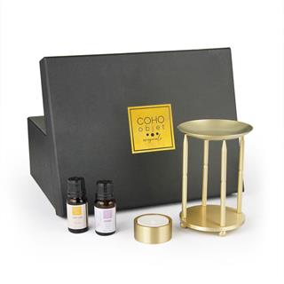 Coho Lux Pirinç Aromaterapi Buhurdanlık & Mumluk Seti