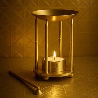 Coho Lux Pirinç Aromaterapi Buhurdanlık & Mumluk & Mum Söndürücü Set