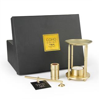 Coho Lux Pirinç Aromaterapi Buhurdanlık & Mumluk & Mum Söndürücü & Kibritlik Set