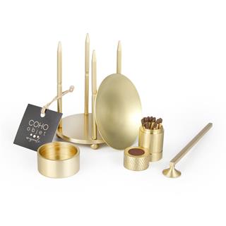 Coho Lux Pirinç Aromaterapi Buhurdanlık & Mumluk & Mum Söndürücü & Kibritlik Set