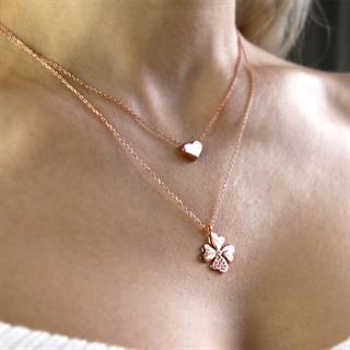 Coho Silver Celestia&Clover El Yapımı Gümüş Gonca&Kalp Kolye Seti