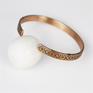 Coho Tılsım Bakır El İşleme Çiçek Motifli Bileklik