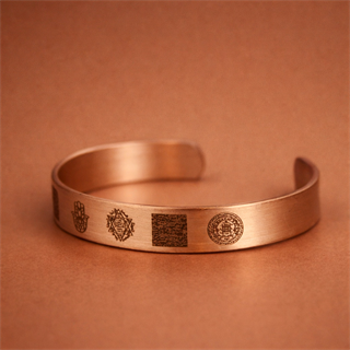 Coho Tılsım Dua ve Hamsa İşleme Bakır Bileklik