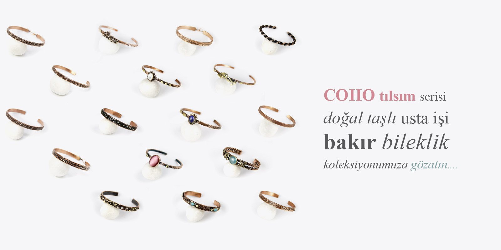 COHO Tılsım Bakır Doğal Taşlı Bileklikler