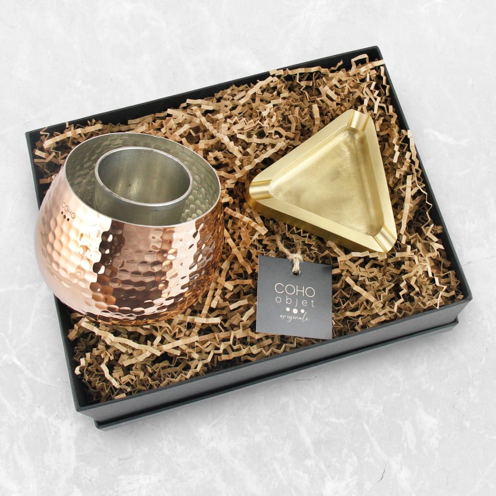 Coho Box Artisan Bakır Ehl-i Keyf & Brazen Döküm Prinç Küllük Hediye Seti