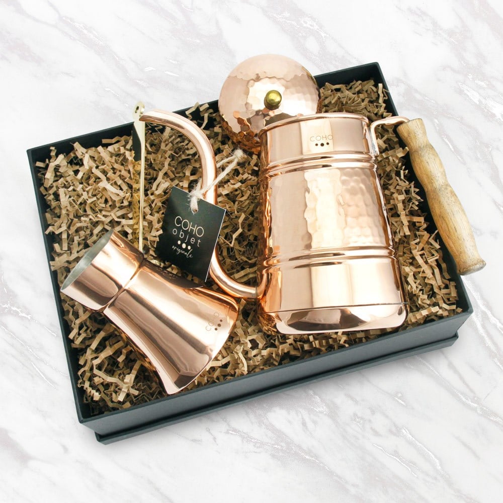 Coho Box Artisan Bakır Kettle & Mini Cezve Barista Hediye Seti