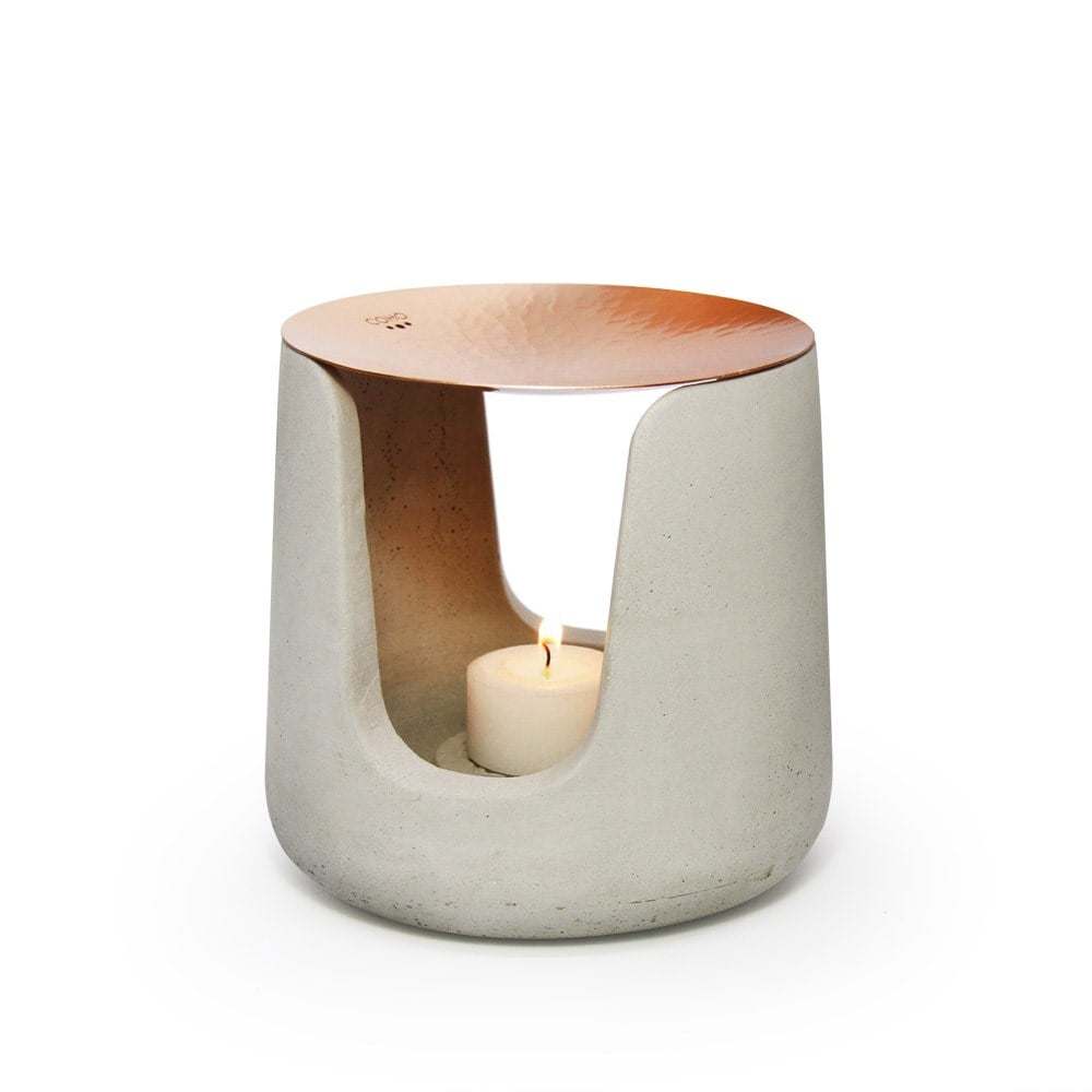 Coho Concre Matte Dövme Bakır Kaseli Boz Aromaterapi Buhurdanlık