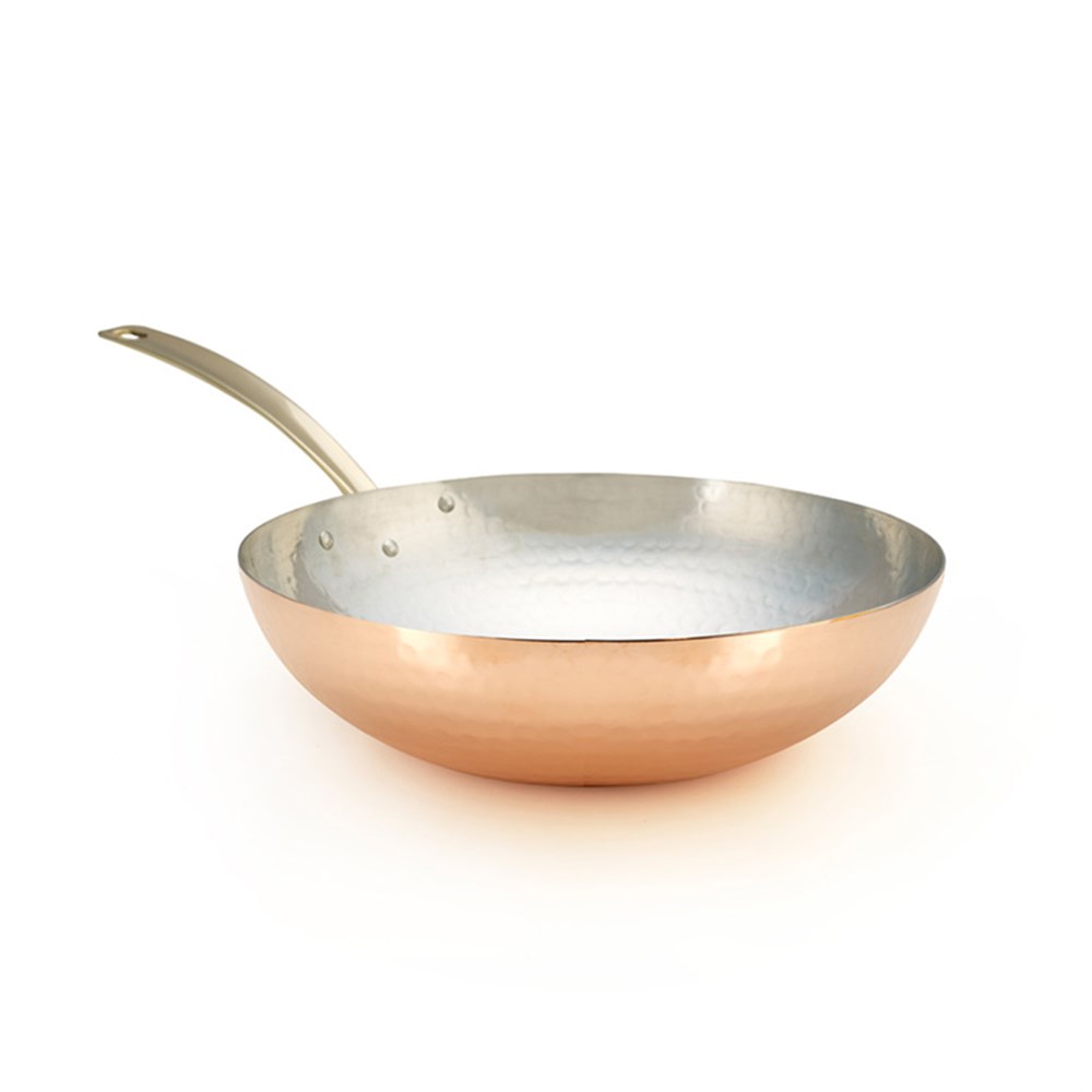 Coho Elegant Bakır Dövme Wok Tava 28 cm