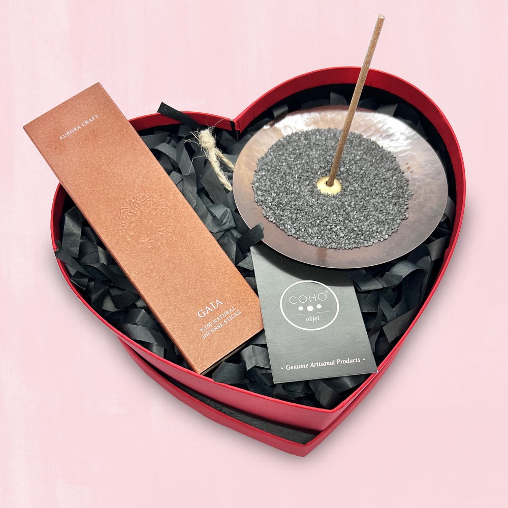 Coho Love Box Antique Namaste Bakır Tütsülük & Aurora Doğal Tütsü Hediye seti