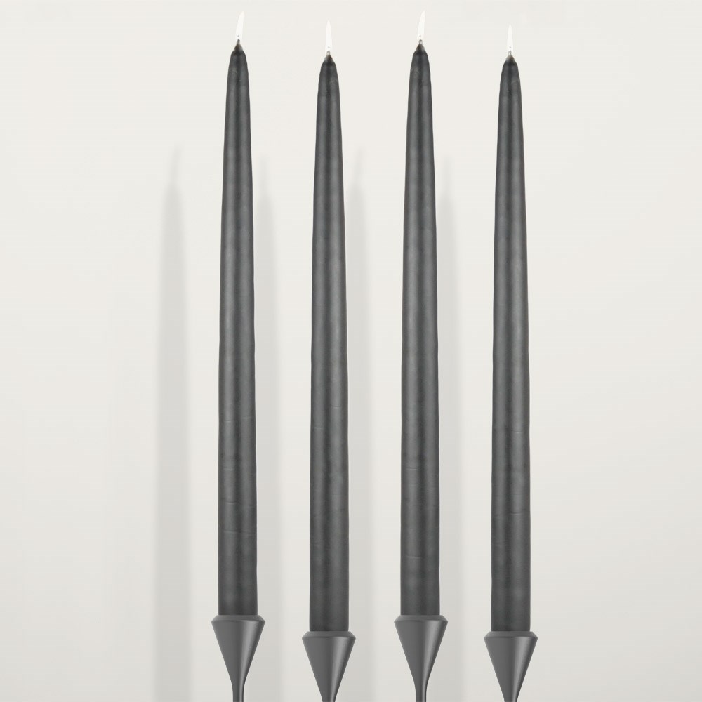 Coho Lumina Siyah Dökme Uzun Mum - 40 cm - 4 lü Set