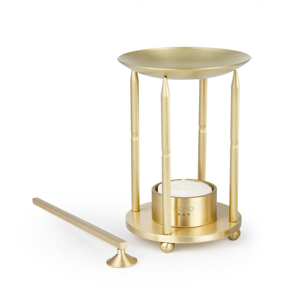 Coho Lux Pirinç Aromaterapi Buhurdanlık & Mumluk & Mum Söndürücü Set