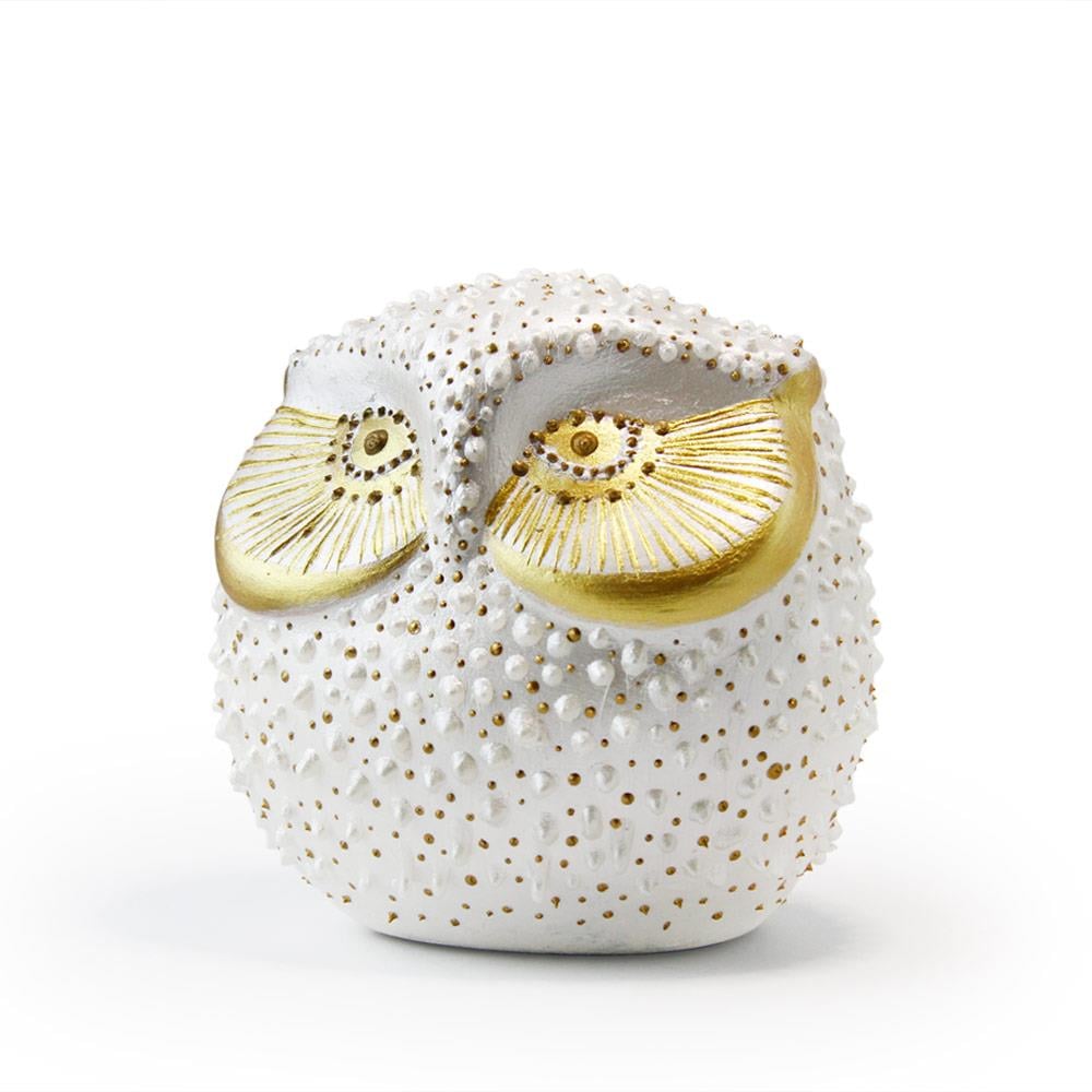 Tılsımlı Baykuş El Yapımı Sanatsal Obje - Pearl White | Coho Art