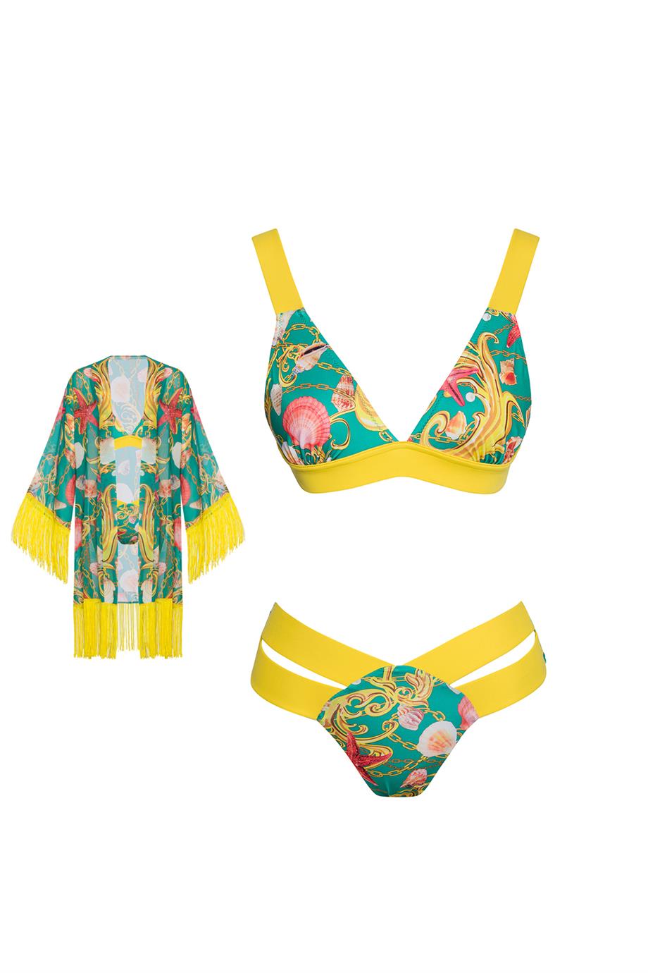 Pareolu Brezilyan Kalın Askılı Bikini Takım 
