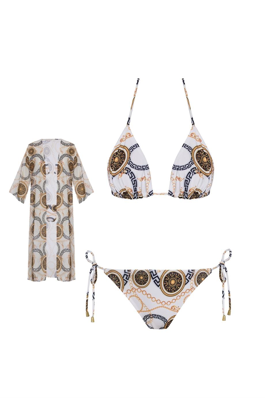 Pareolu Brezilyan üçgen Bikini Takım 