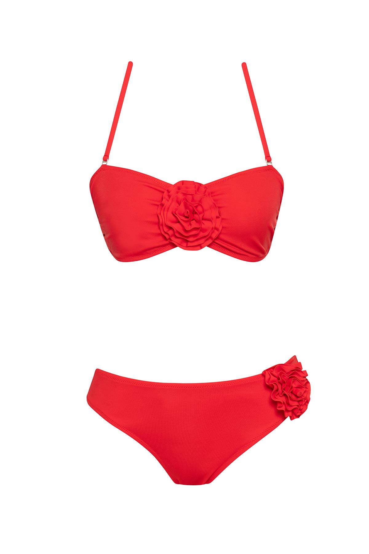Saılor Çiçekli Straplez Bikini Takım