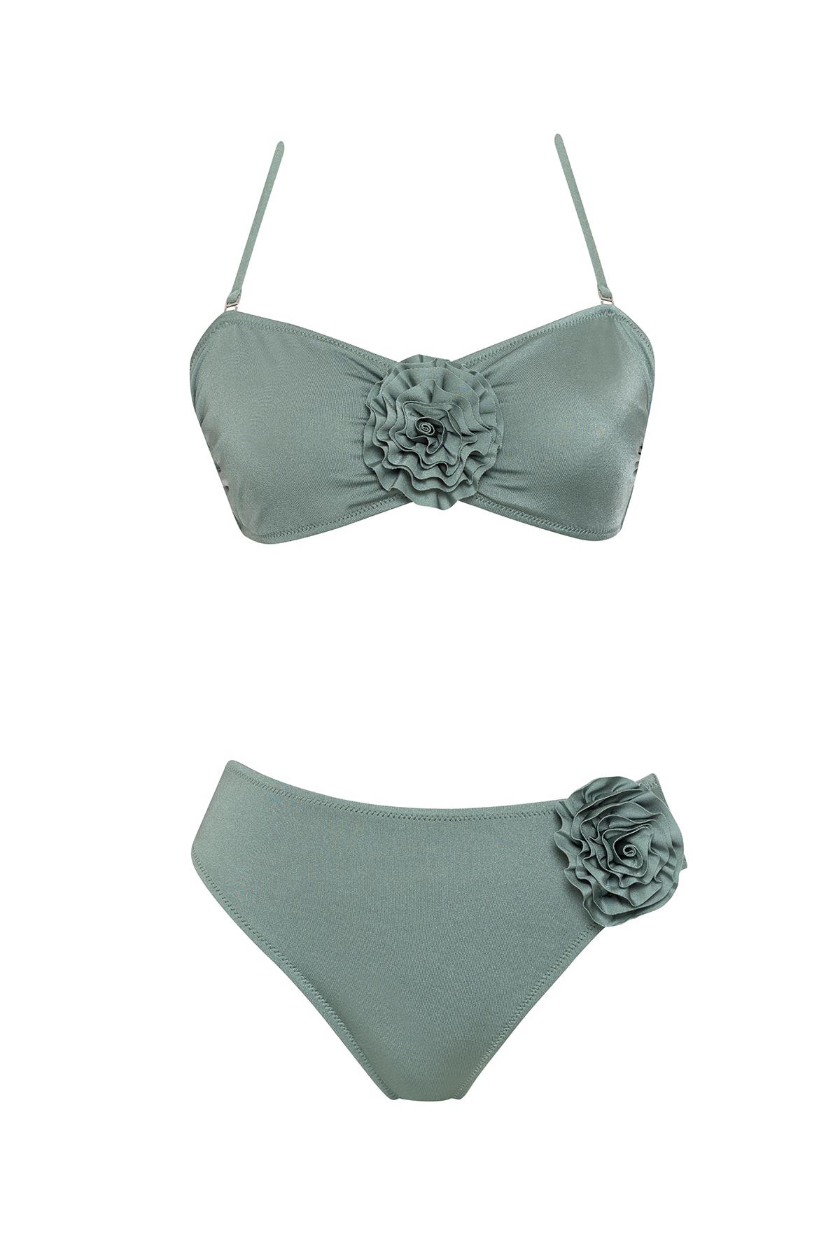 Saılor Çiçekli Straplez Bikini Takım