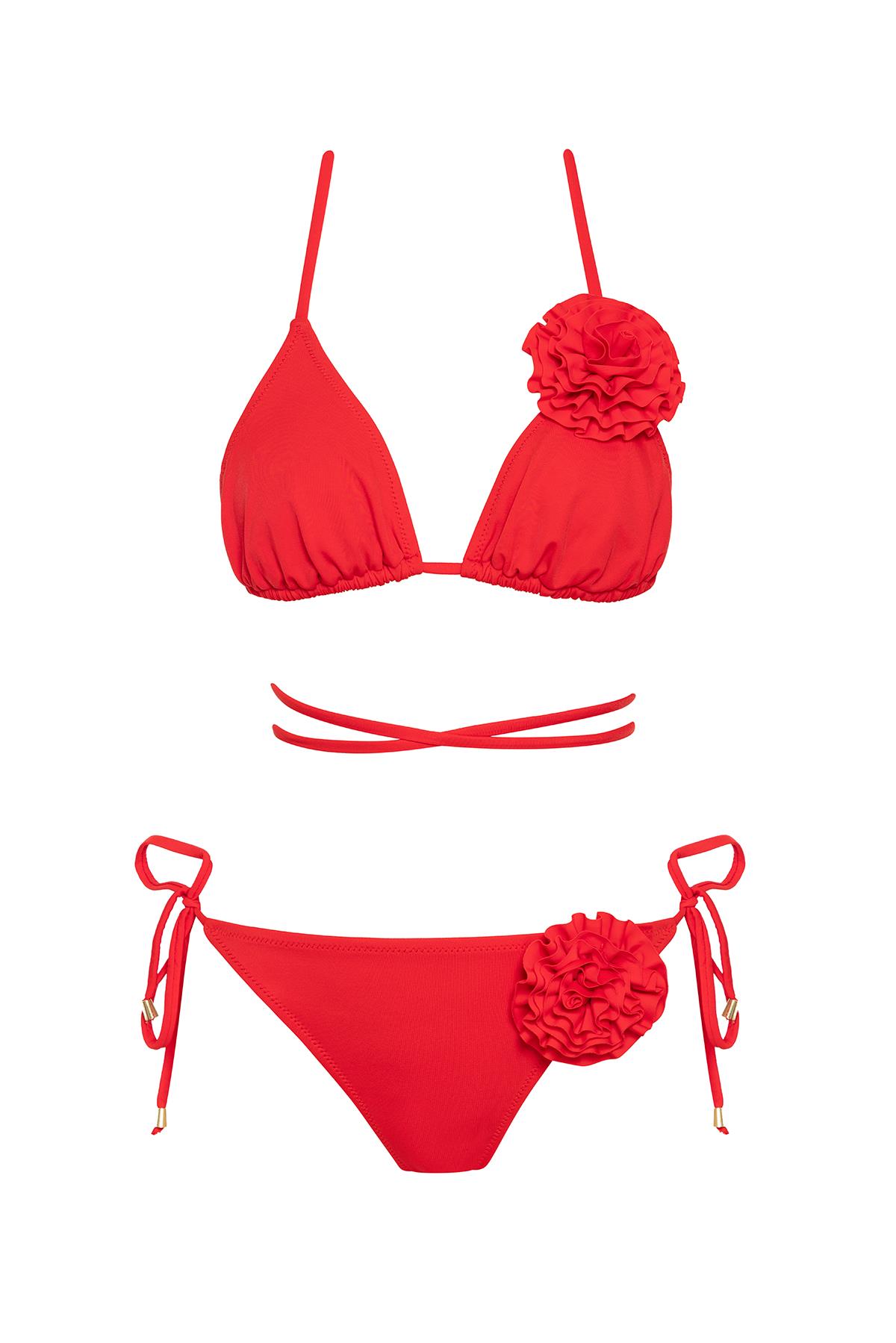 Saılor Çiçekli Üçgen Bikini Takım 