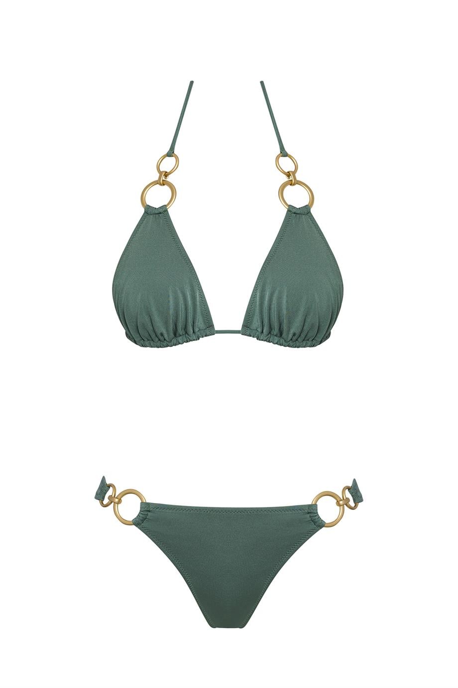 Üçgen Aksesuarlı Brezilya Bikini Takım 