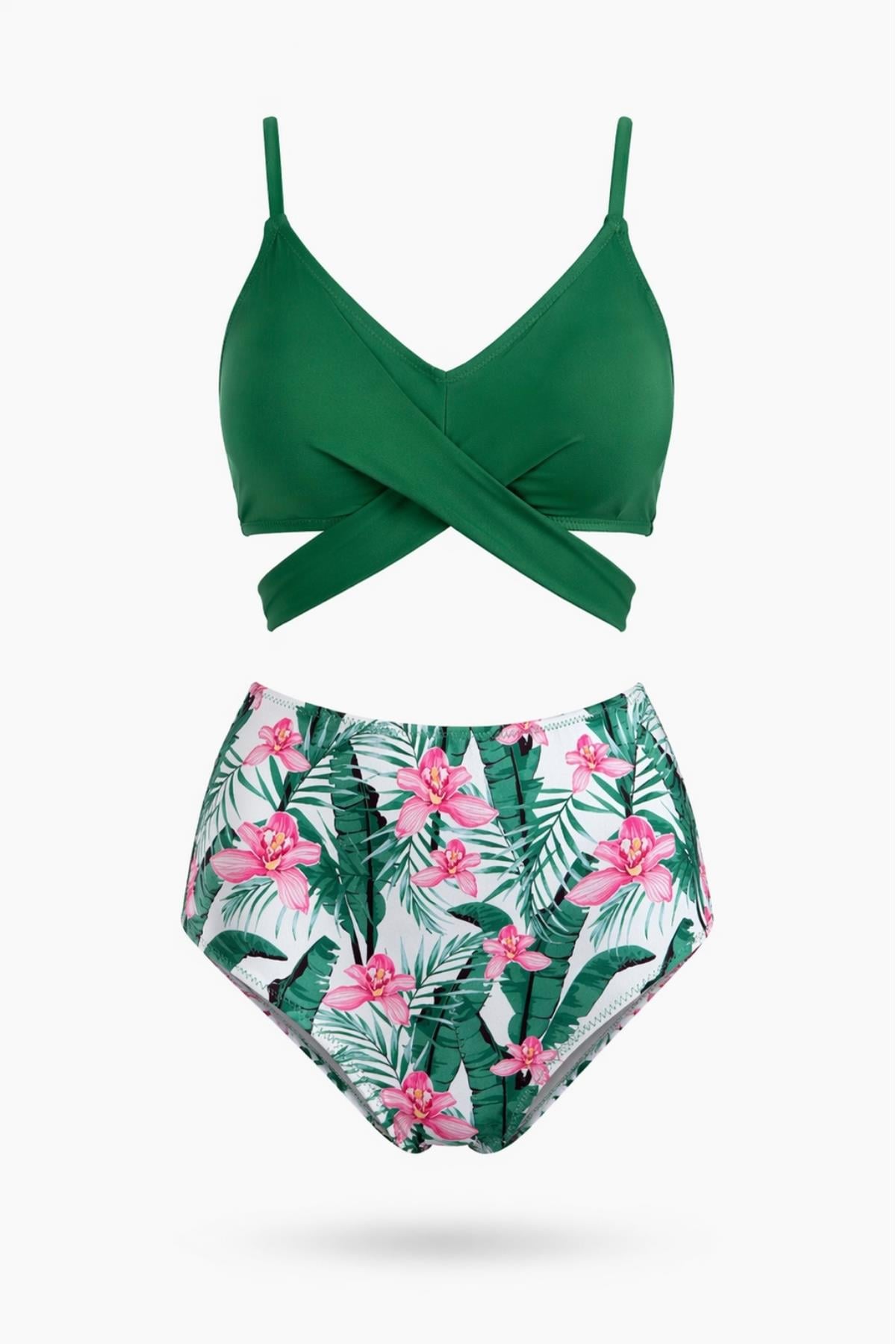 Yüksek Bel Çapraz Bağcıklı Bikini Takım 