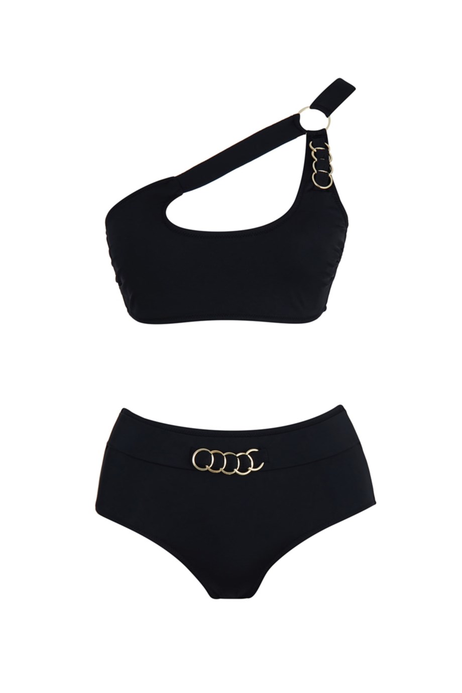 Yüksek Bel Tek Omuz Aksesuarlı Bikini Takım SLR 302