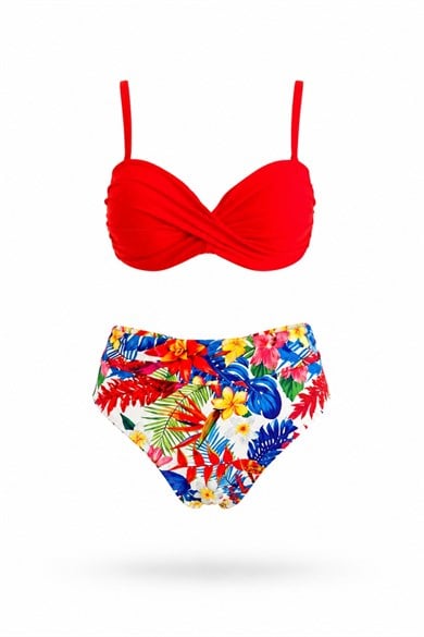 Dönmeli Yüksek Bel Bikini Takım 