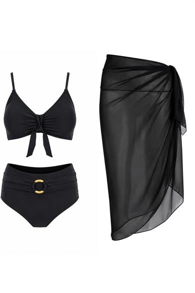 Pareolu Halkalı Yüksek Bel Bikini Takım 