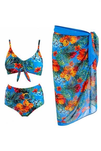 Pareolu Halkalı Yüksek Bel Bikini Takım 