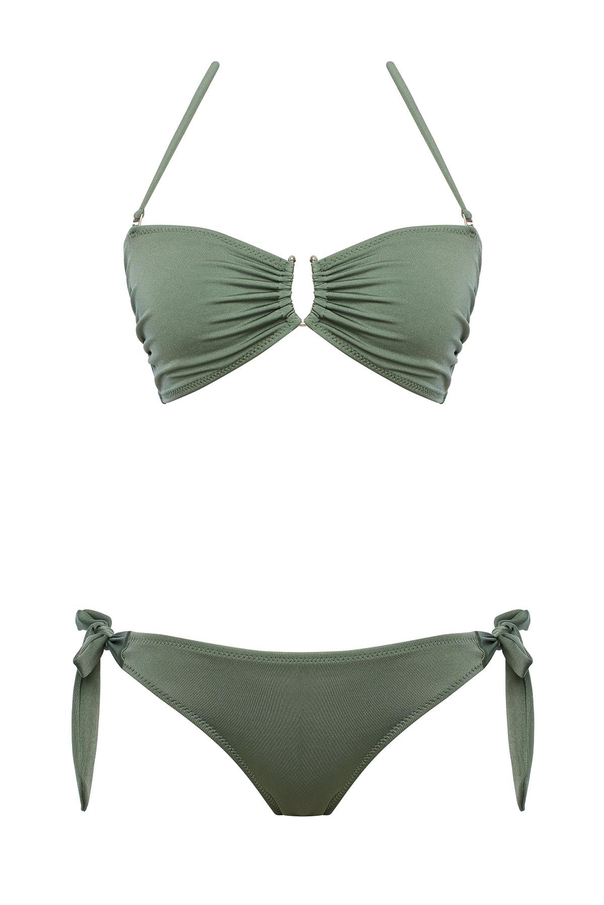 Aksesuarlı Straplez Bikini Takım 