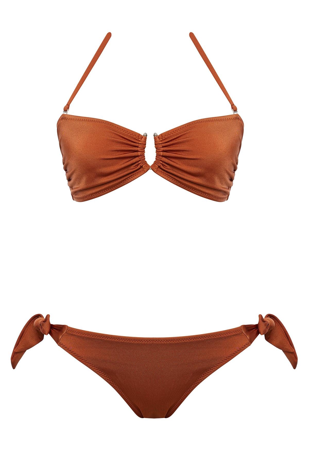 Aksesuarlı Straplez Bikini Takım 