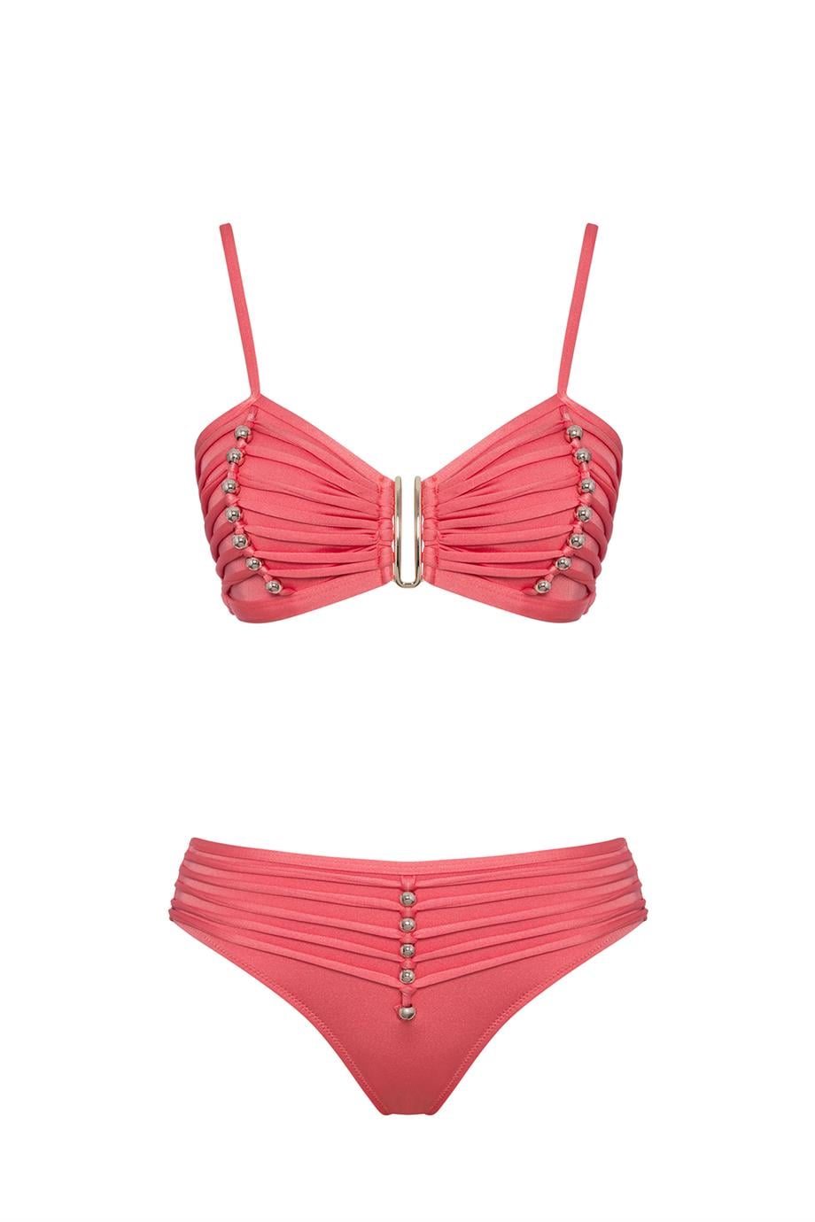 Boncuklu Straplez Bikini Takım 