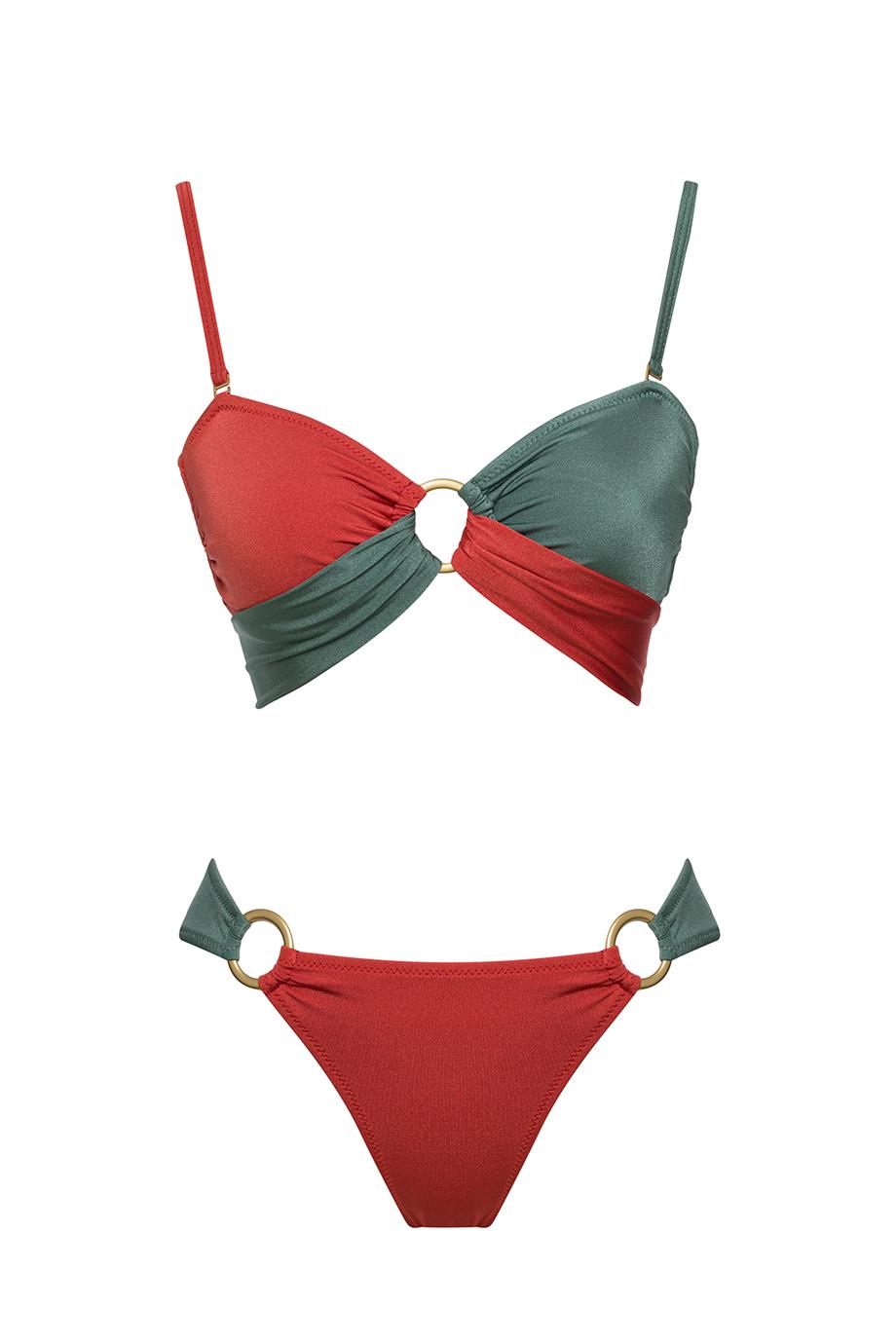 Çift Renk Straplez Bikini Takım 