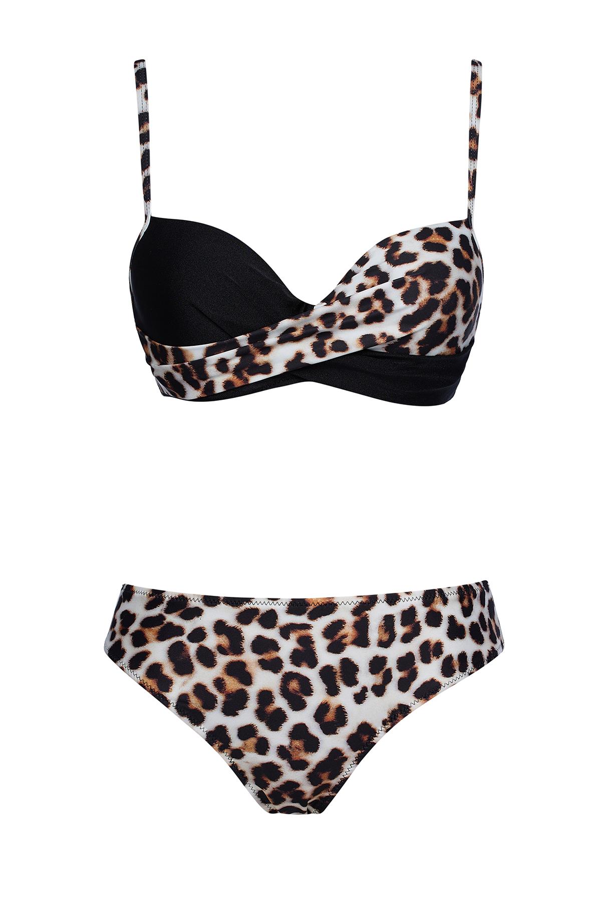 Kaplı Telli Balenli Bikini Takım 