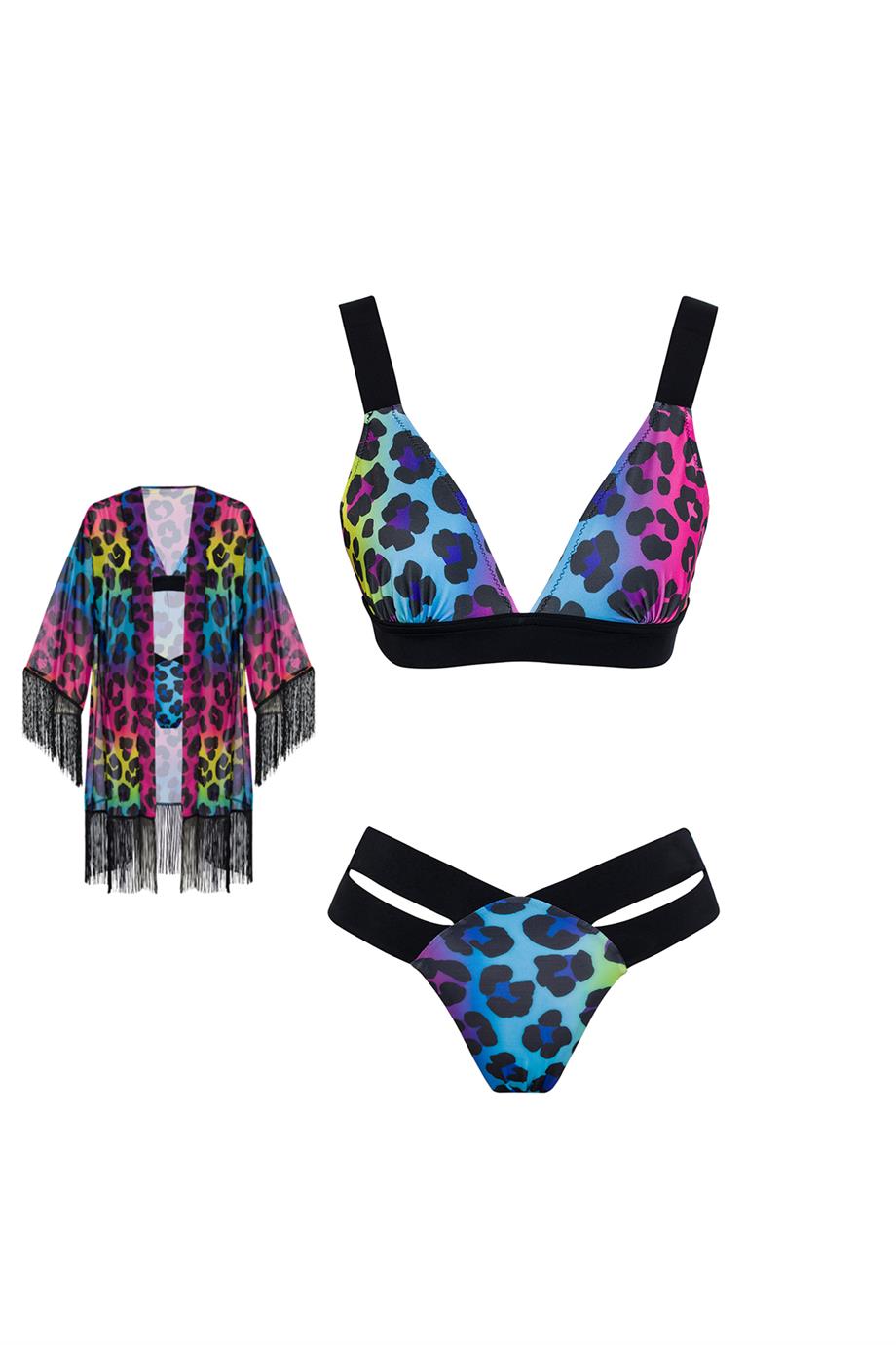 Pareolu Brezilyan Kalın Askılı Bikini Takım 