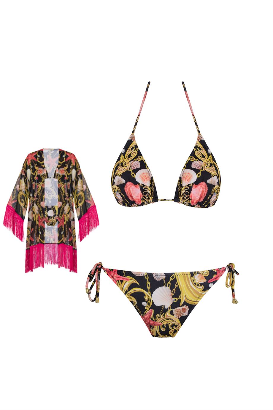 Pareolu Brezilyan üçgen Bikini Takım 
