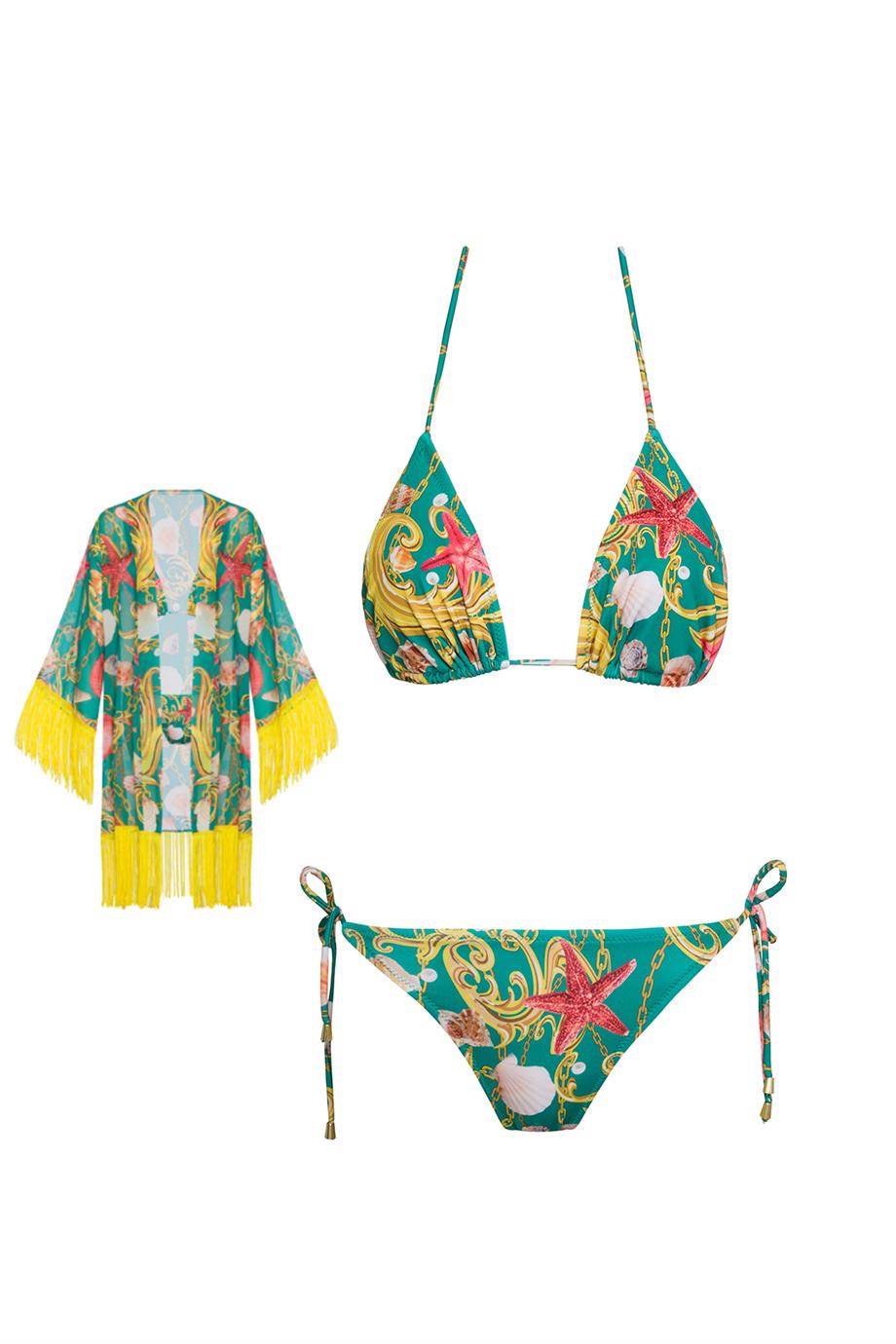 Pareolu Brezilyan üçgen Bikini Takım 