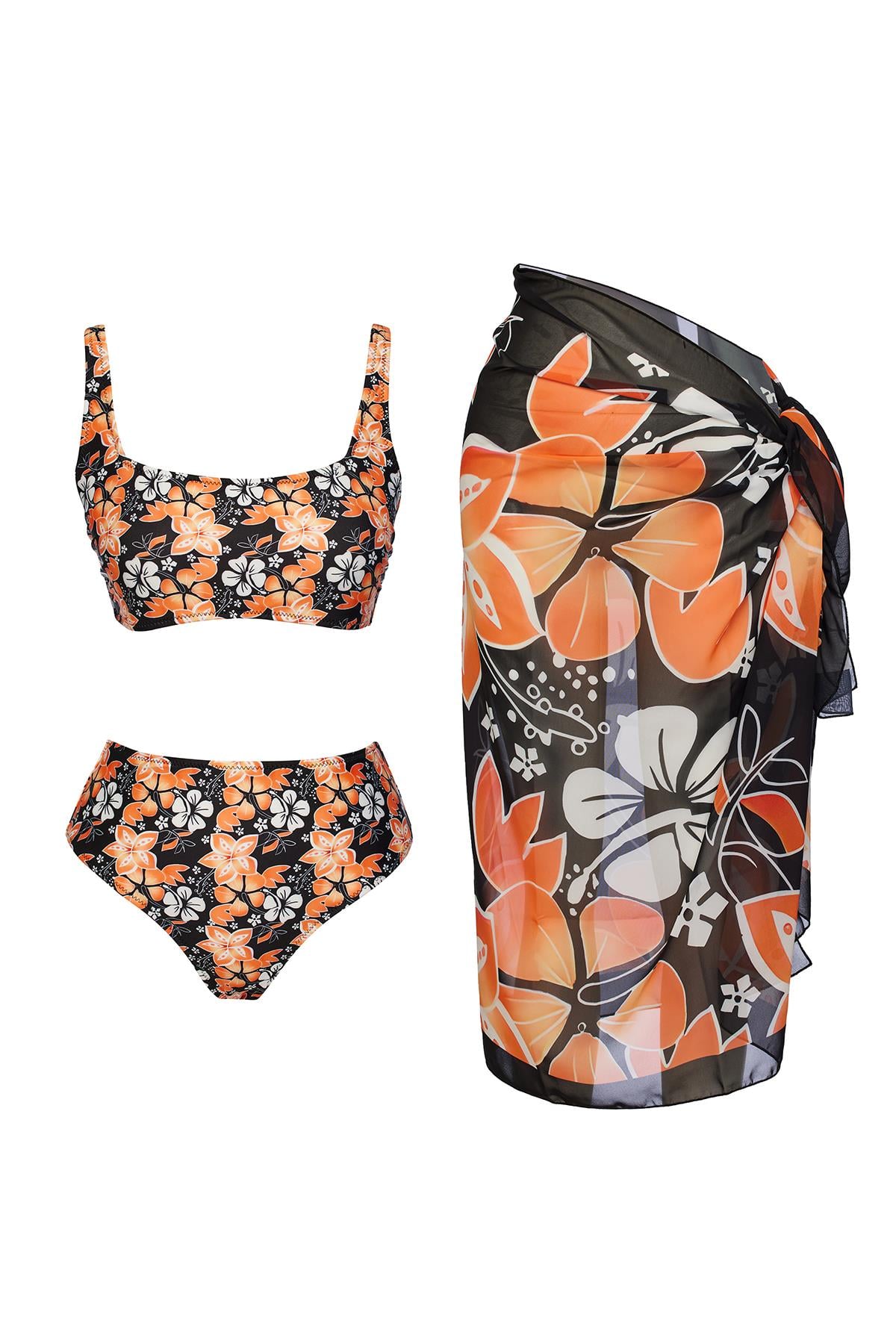 Pareolu Straplez Askılı Bikini Takım 
