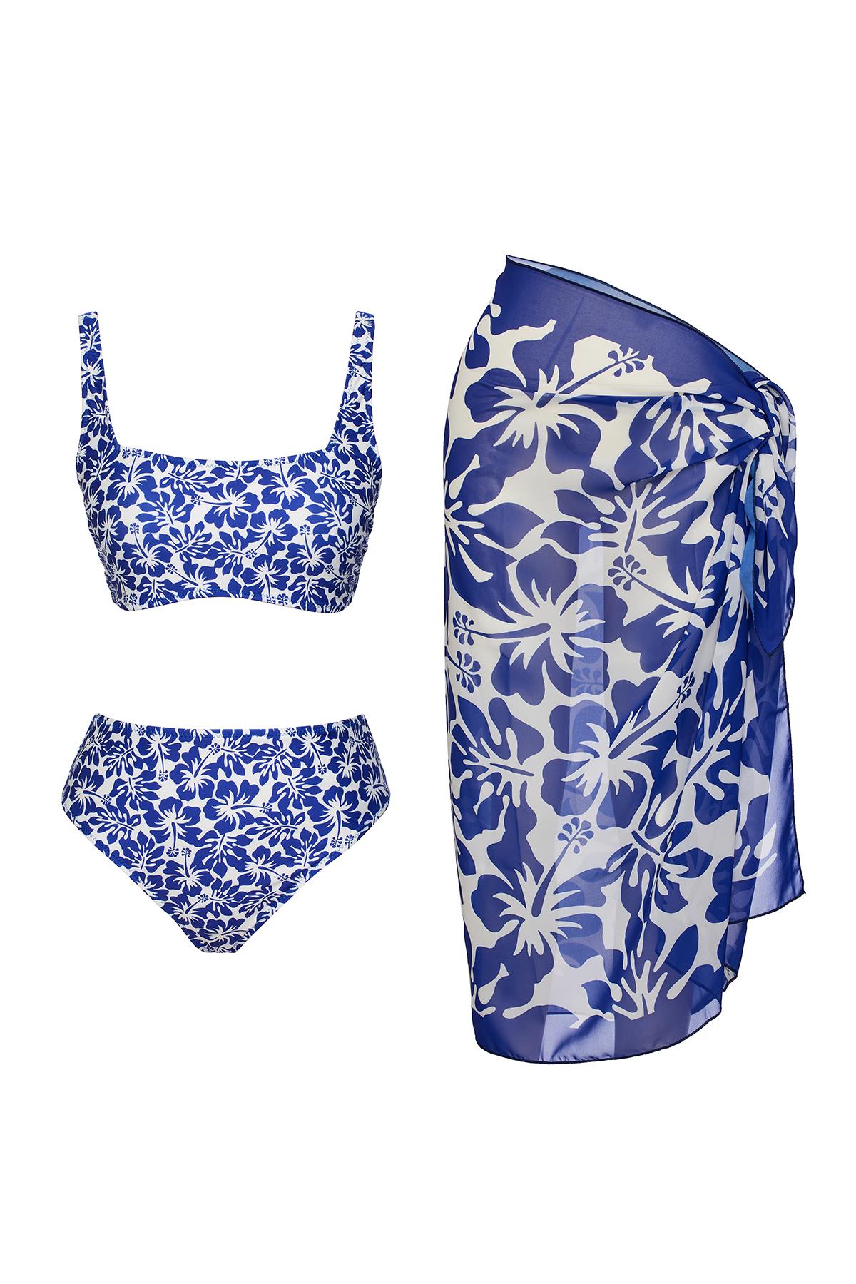 Pareolu Straplez Askılı Bikini Takım 