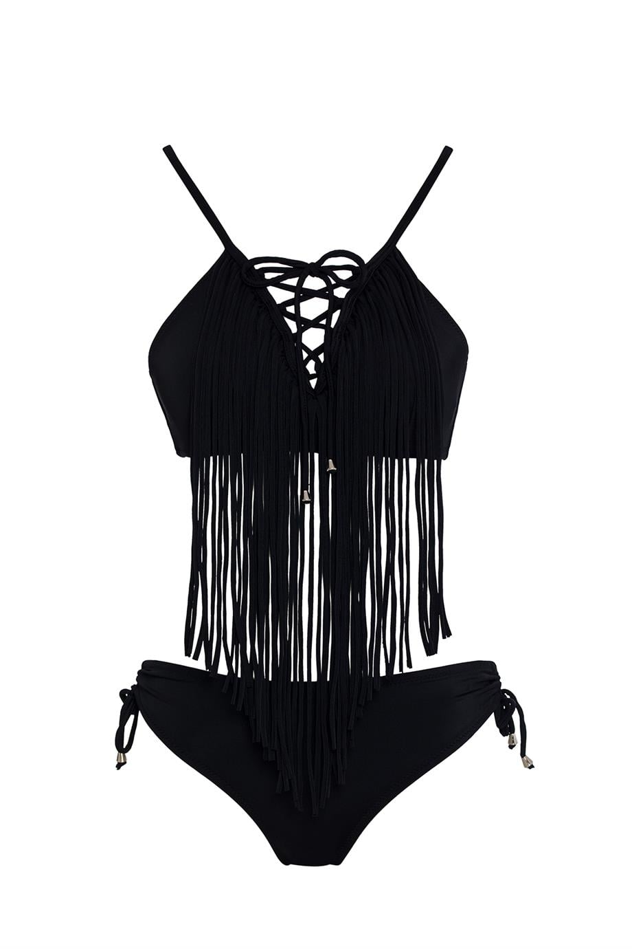 Püsküllü Üçgen Bikini Takım 